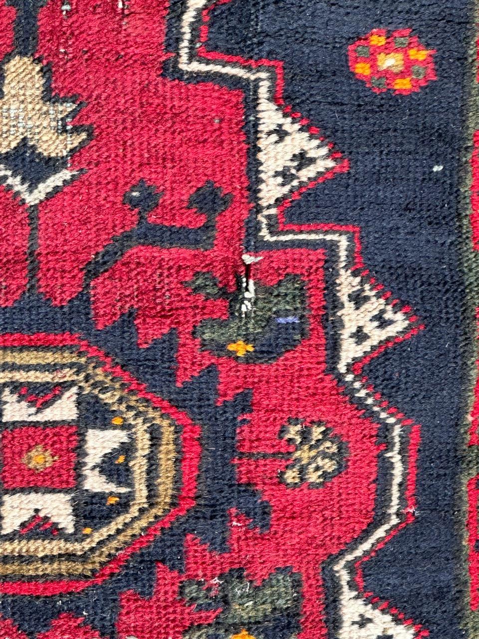 20th Century Bobyrug’s small mid century Turkish Yastik rug  For Sale