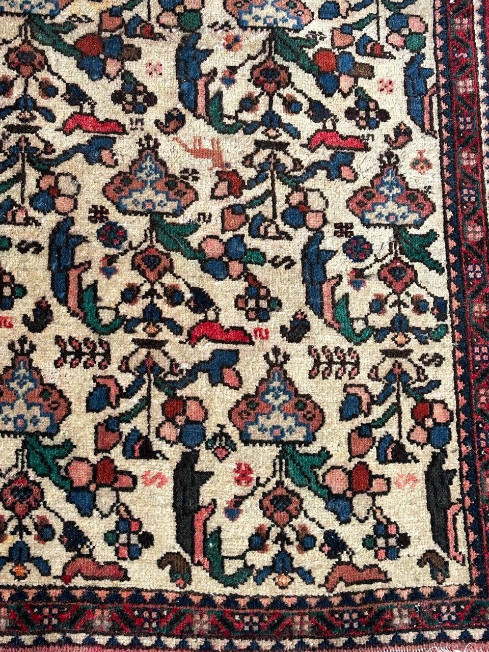 Hand-Knotted Bobyrug’s small vintage abadeh rug  For Sale