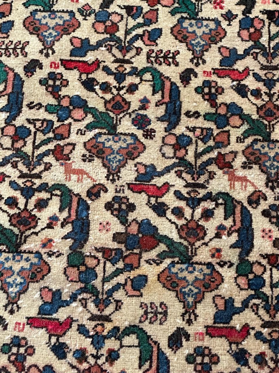 Wool Bobyrug’s small vintage abadeh rug  For Sale
