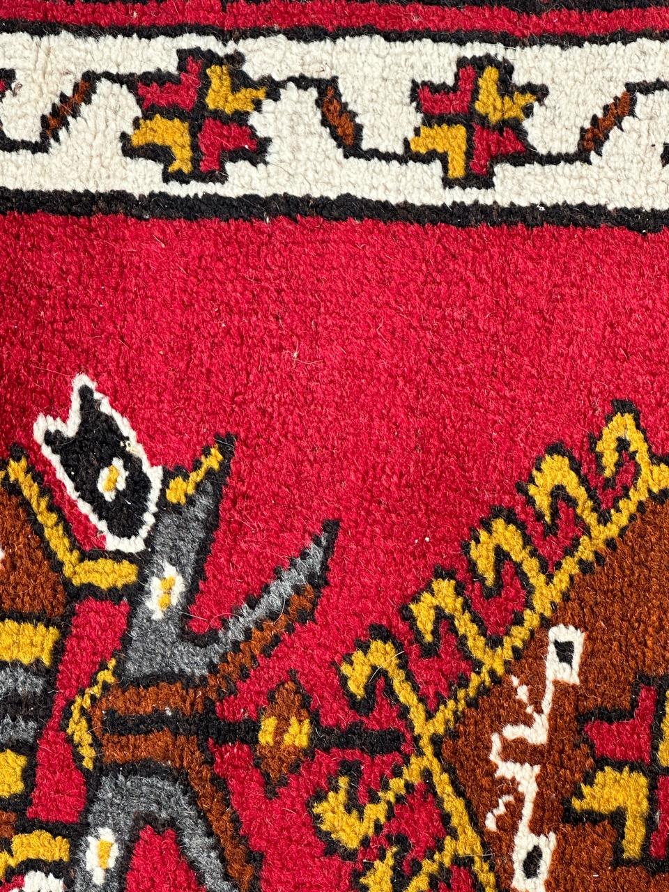 Hand-Knotted Bobyrug’s small vintage Turkish rug  For Sale
