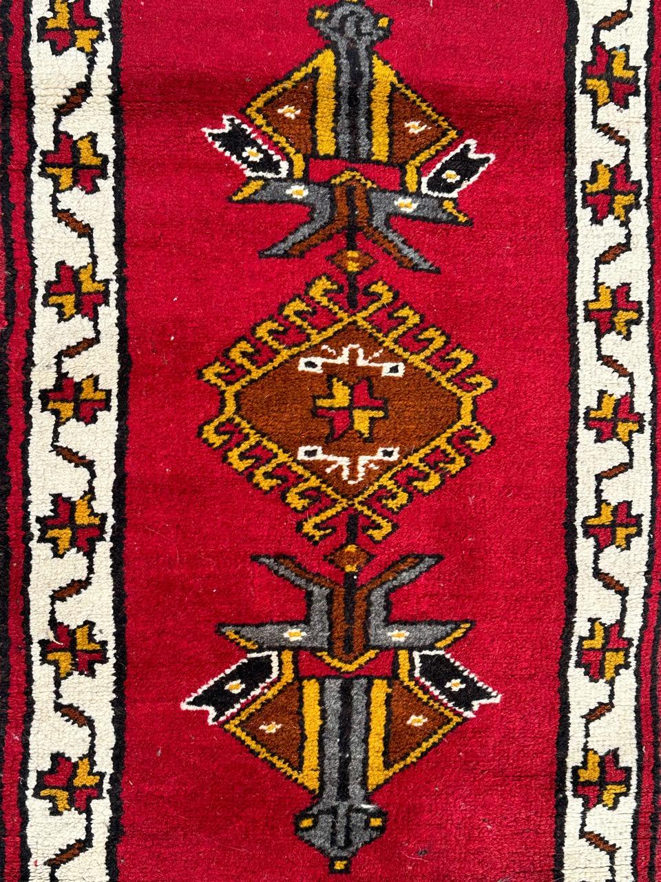 Wool  small vintage Turkish rug  For Sale