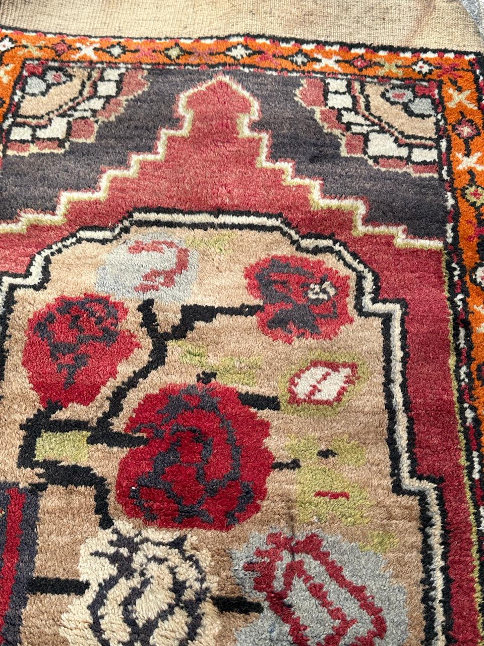small vintage Turkish Yastik rug  For Sale 6