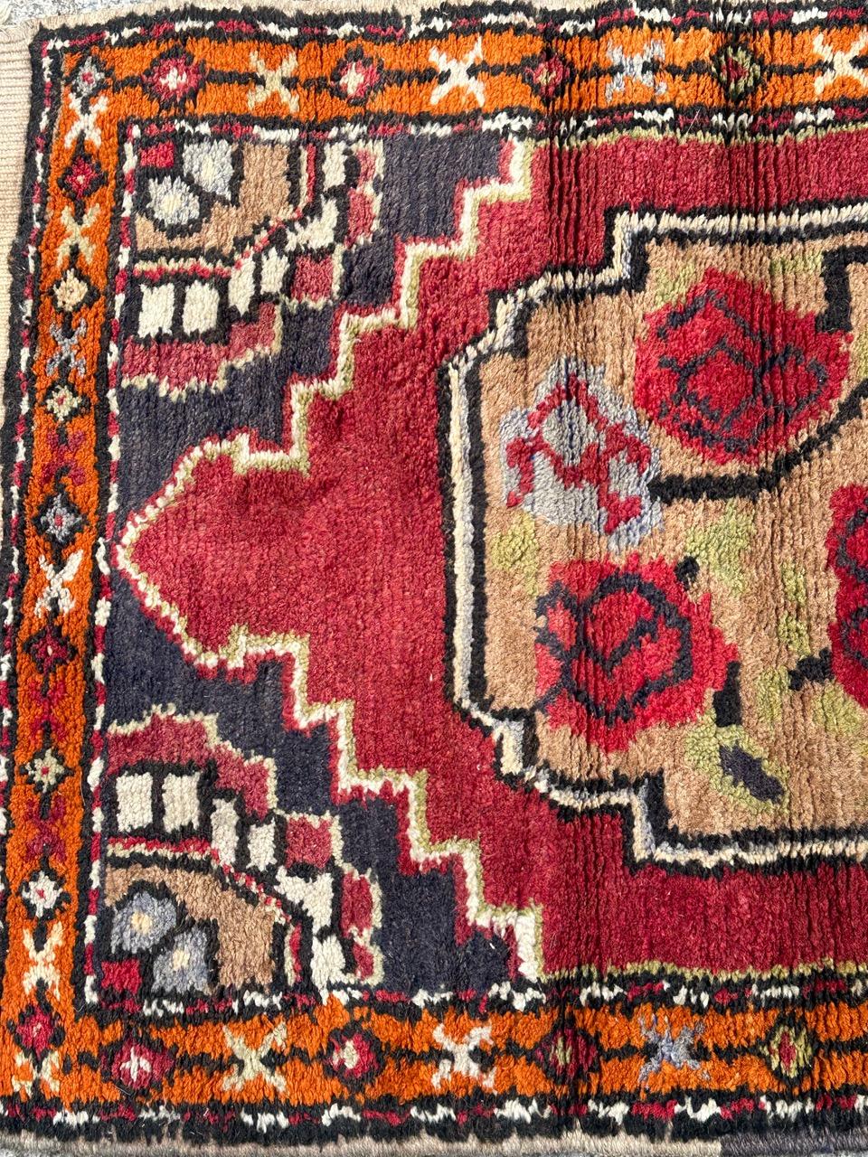 small vintage Turkish Yastik rug  For Sale 2