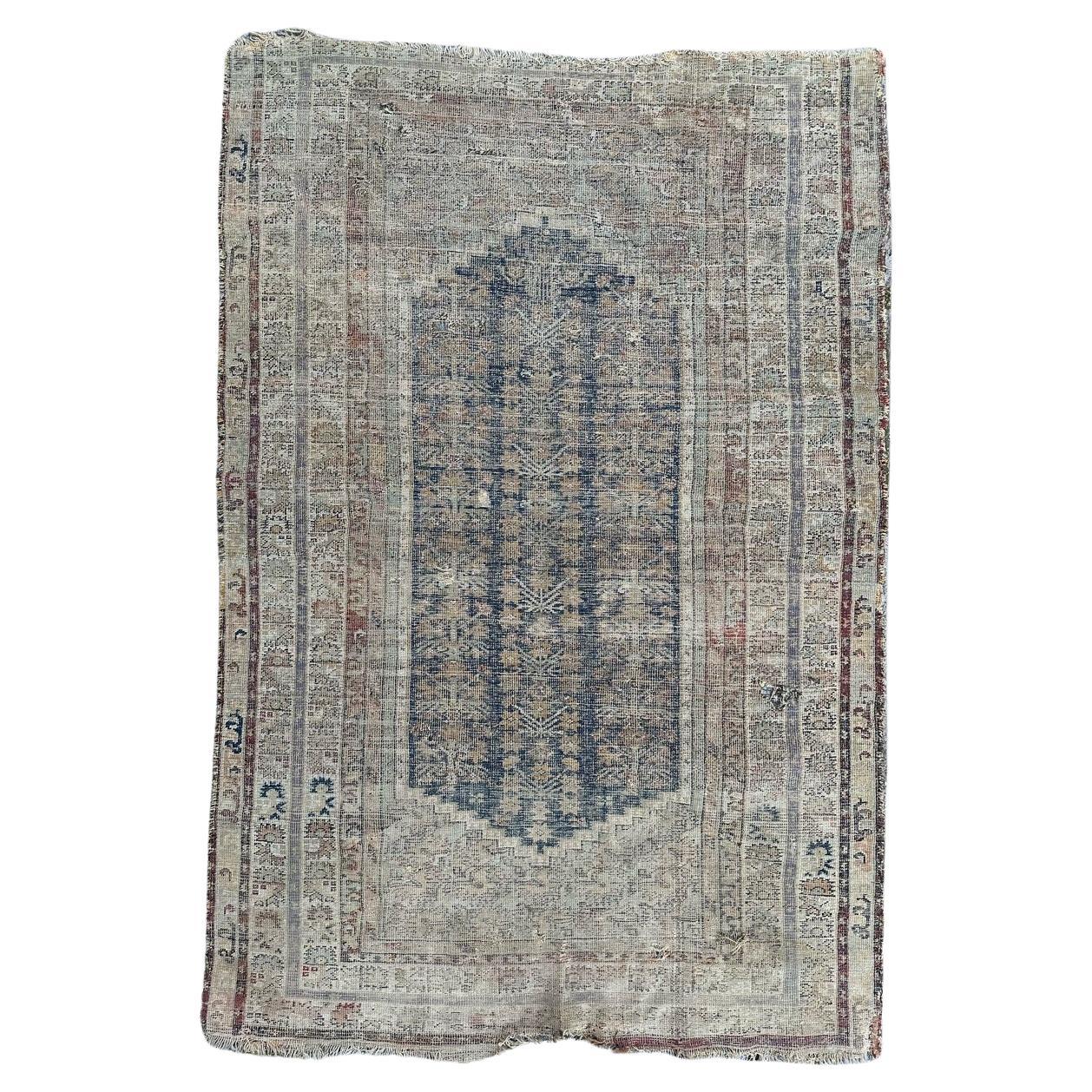 Bobyrug’s Very beautiful antique distressed 18th century Turkish Koula rug For Sale