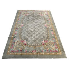 Vintage very beautiful large French hand knotted Aubusson rug savonnerie style