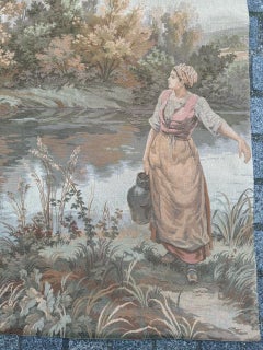 Bobyrug’s Very Pretty Vintage Aubusson Style French Jacquard Tapestry