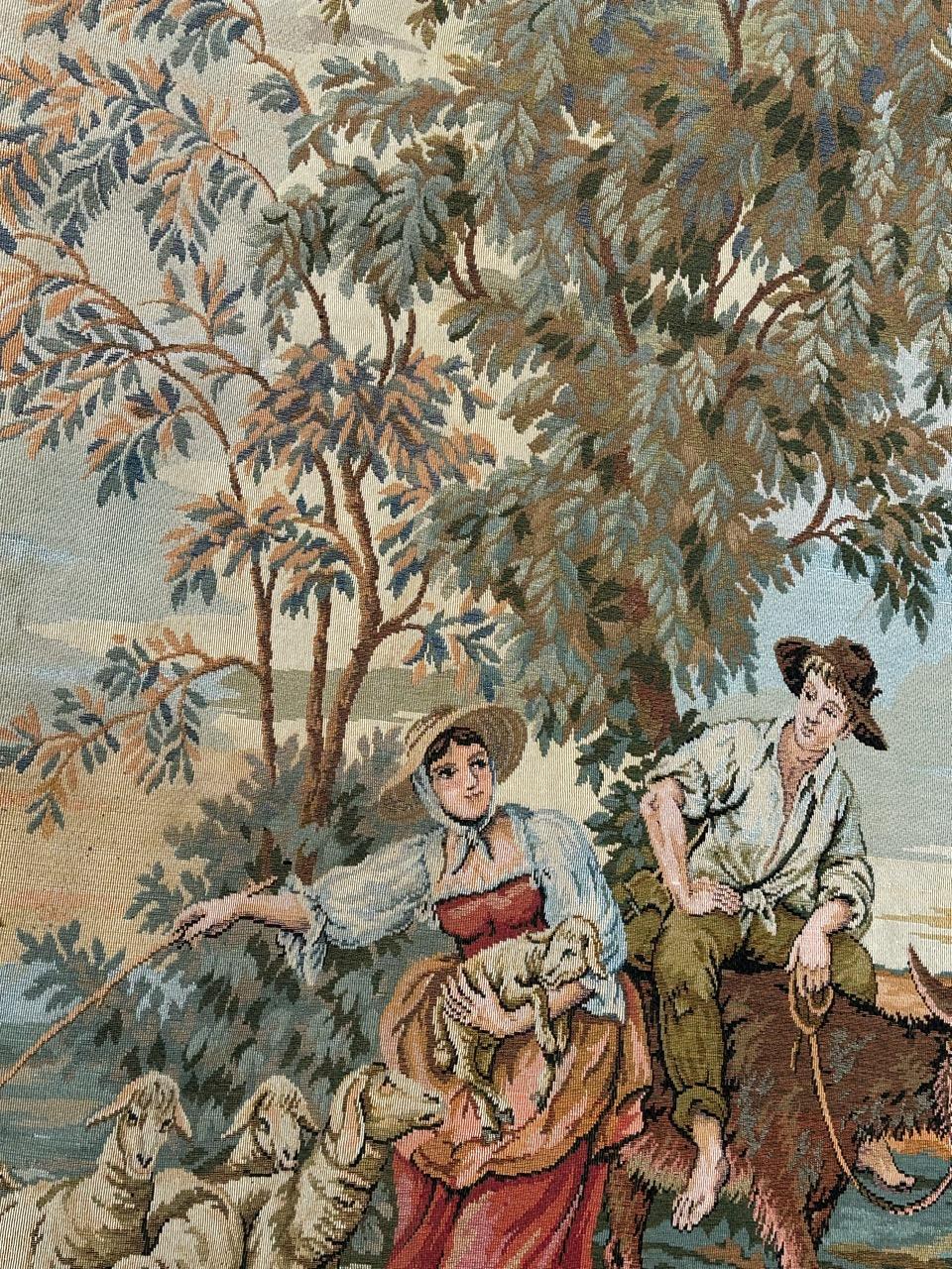 20ième siècle Bobyrug's Very Pretty Vintage Aubusson Style French Jacquard Tapestry en vente