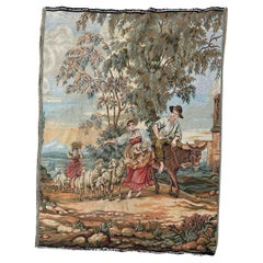 Bobyrug's Very Pretty Vintage Aubusson Style French Jacquard Tapestry