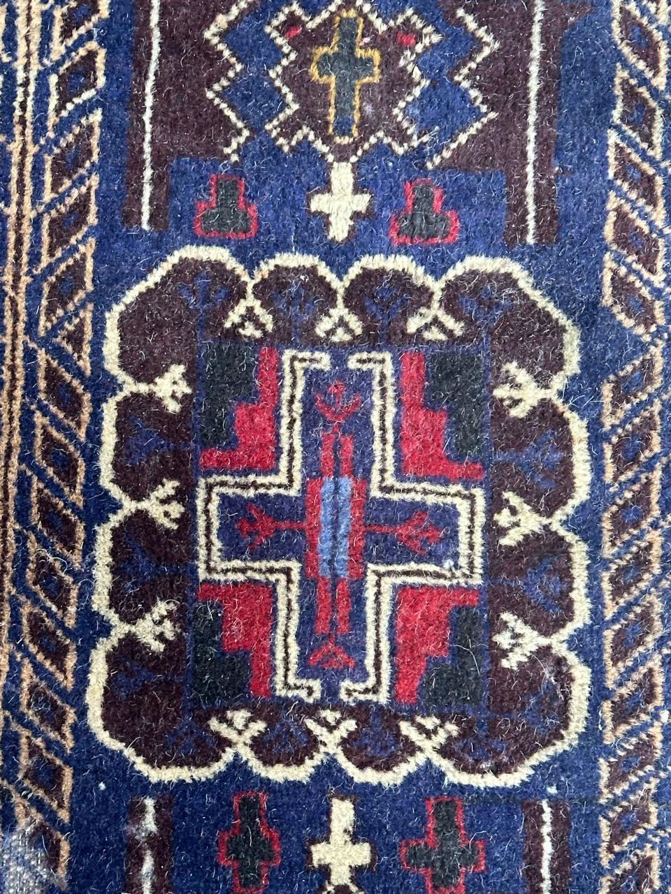 Bobyrug’s vintage Baluch rug In Fair Condition For Sale In Saint Ouen, FR