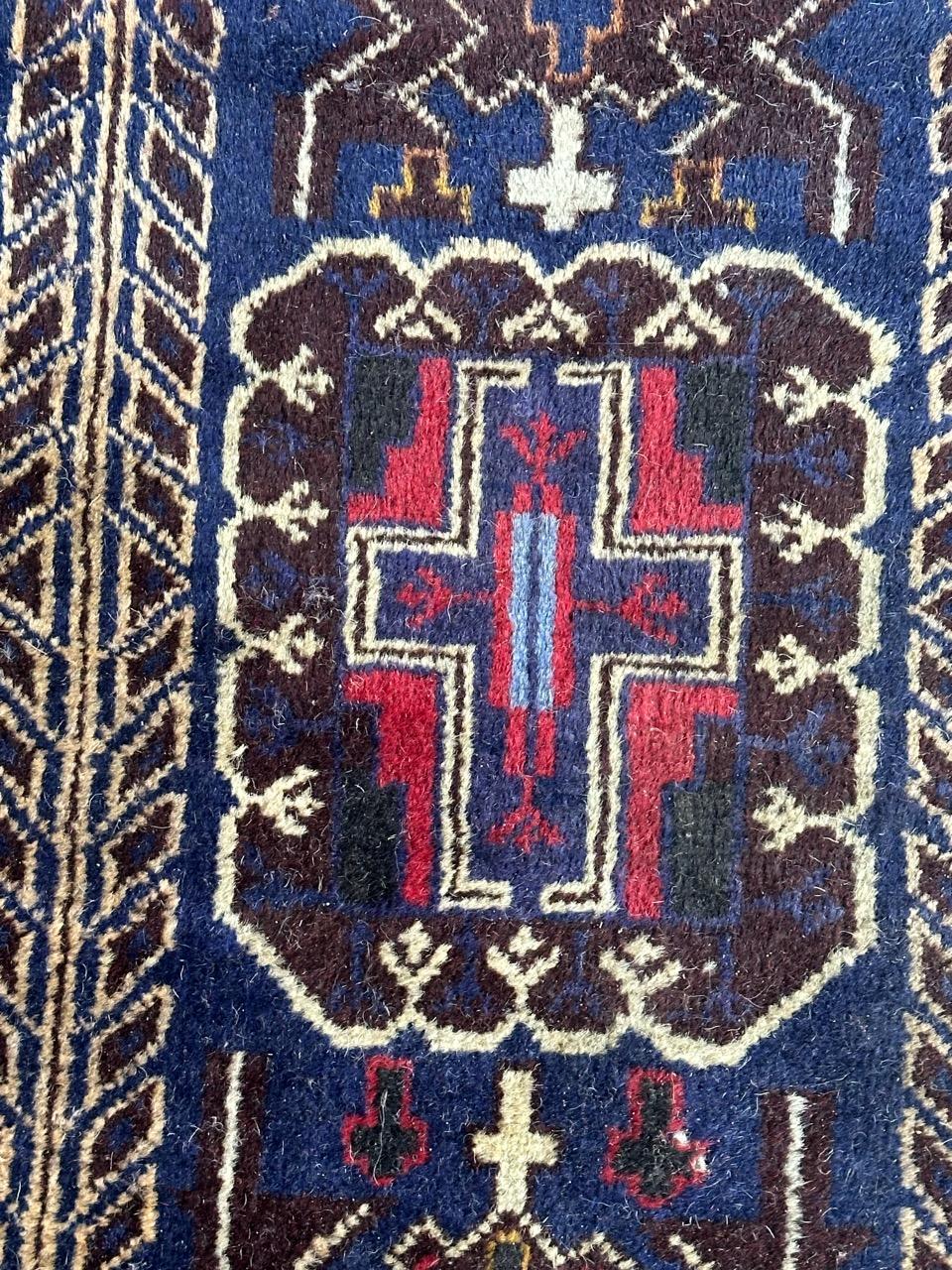 20th Century Bobyrug’s vintage Baluch rug For Sale
