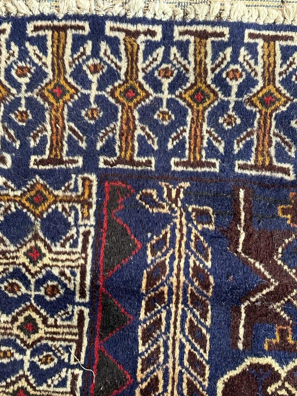 Wool Bobyrug’s vintage Baluch rug For Sale