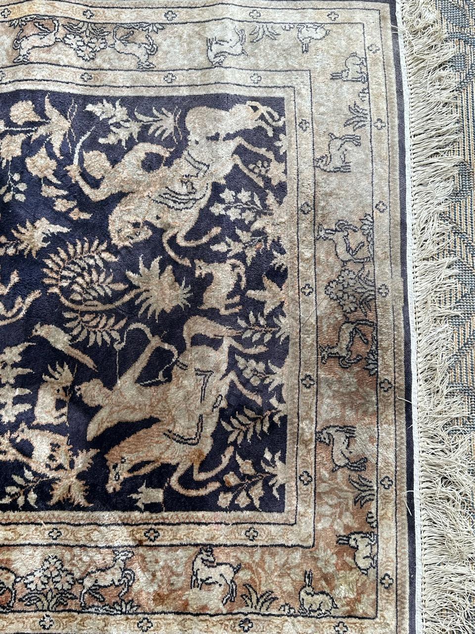 Bobyrug’s vintage Chinese Persian design fine silk rug  For Sale 3
