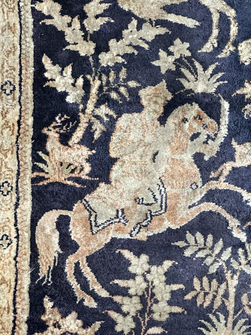 Bobyrug’s vintage Chinese Persian design fine silk rug  For Sale 4
