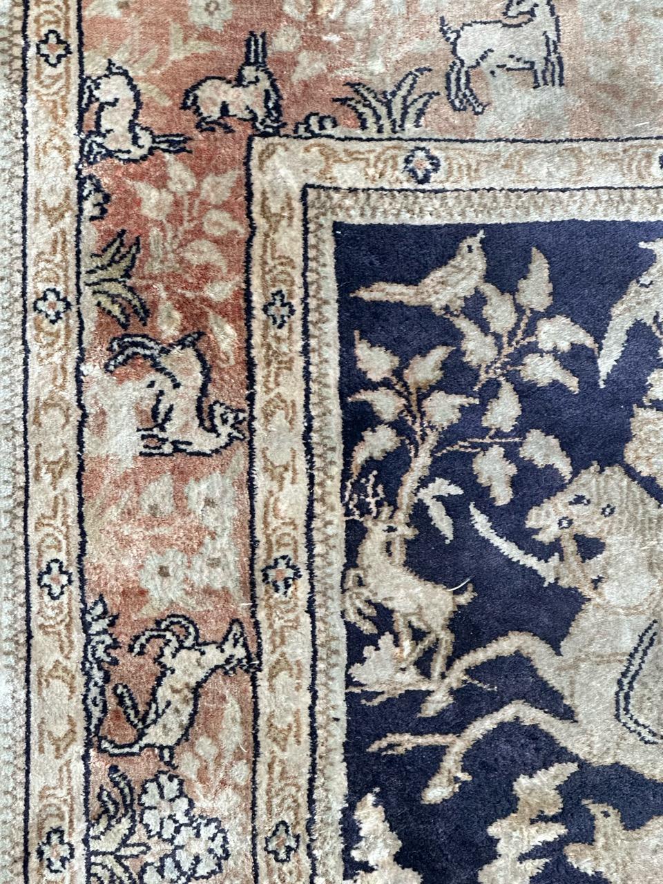 Bobyrug’s vintage Chinese Persian design fine silk rug  For Sale 5