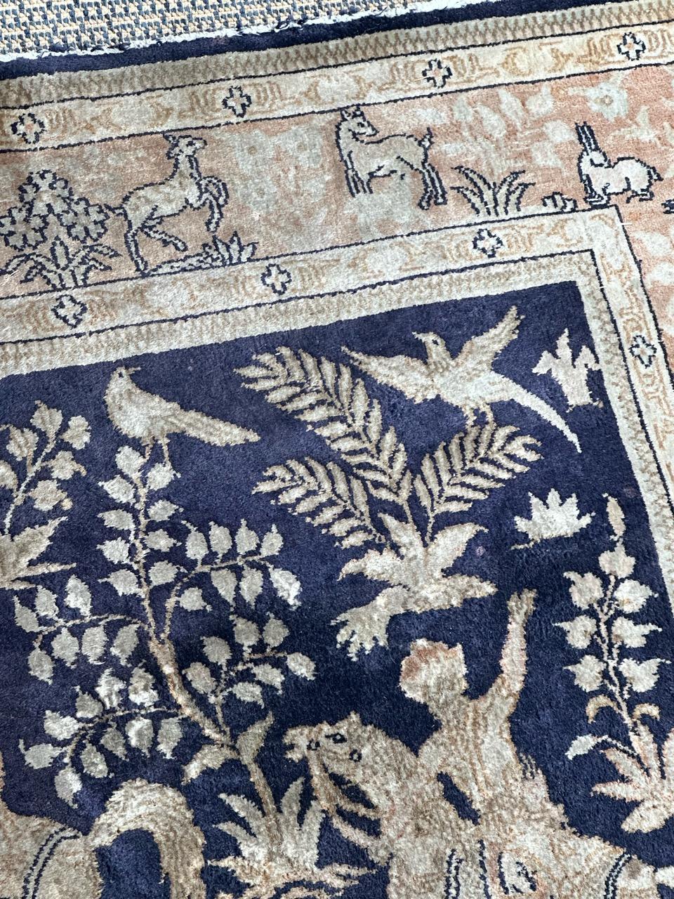 Bobyrug’s vintage Chinese Persian design fine silk rug  For Sale 6