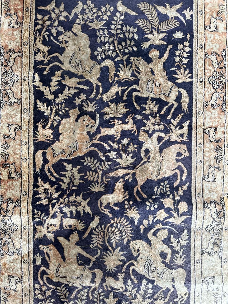 Bobyrug’s vintage Chinese Persian design fine silk rug  For Sale 7