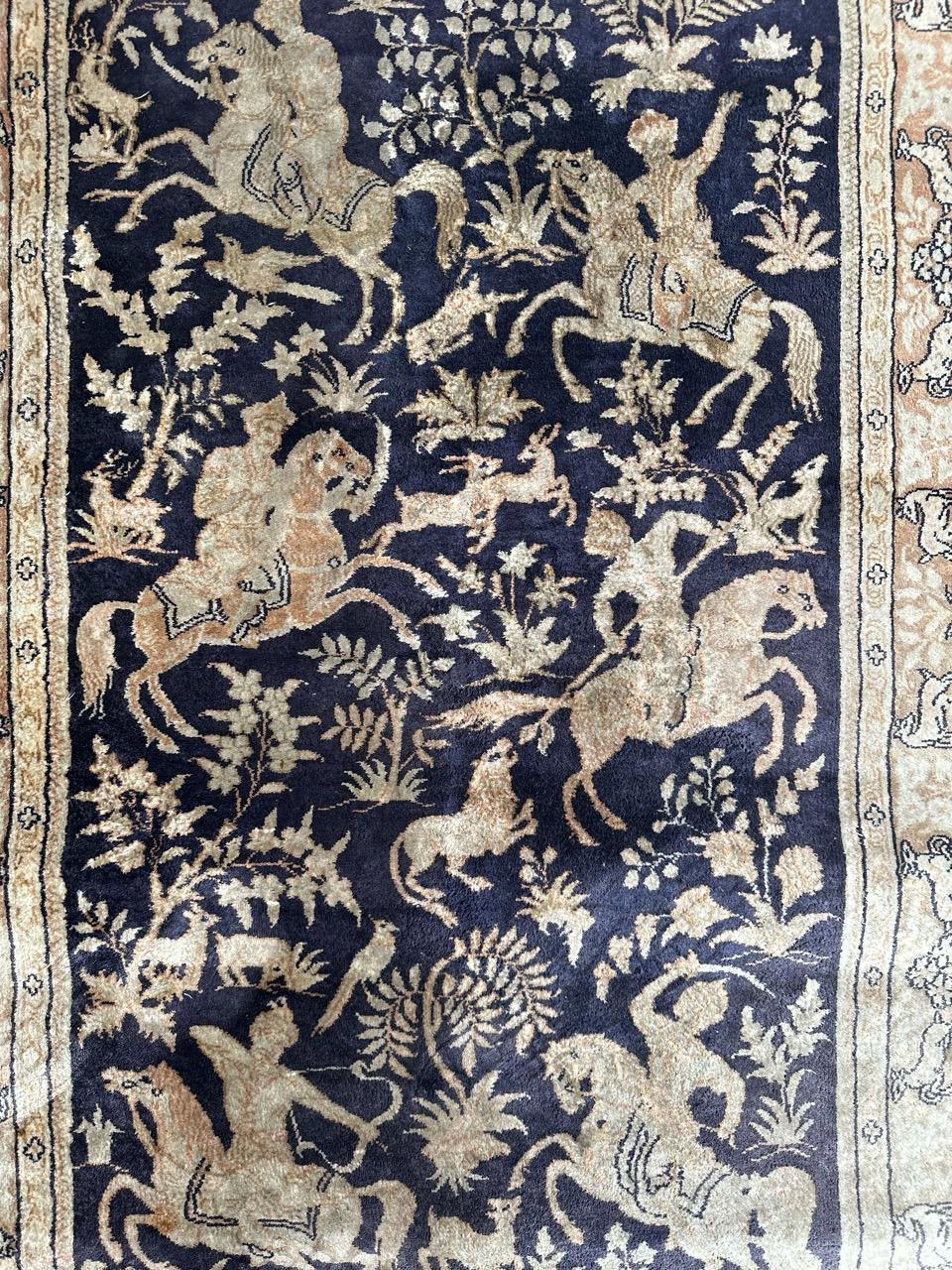 Bobyrug’s vintage Chinese Persian design fine silk rug  For Sale 8