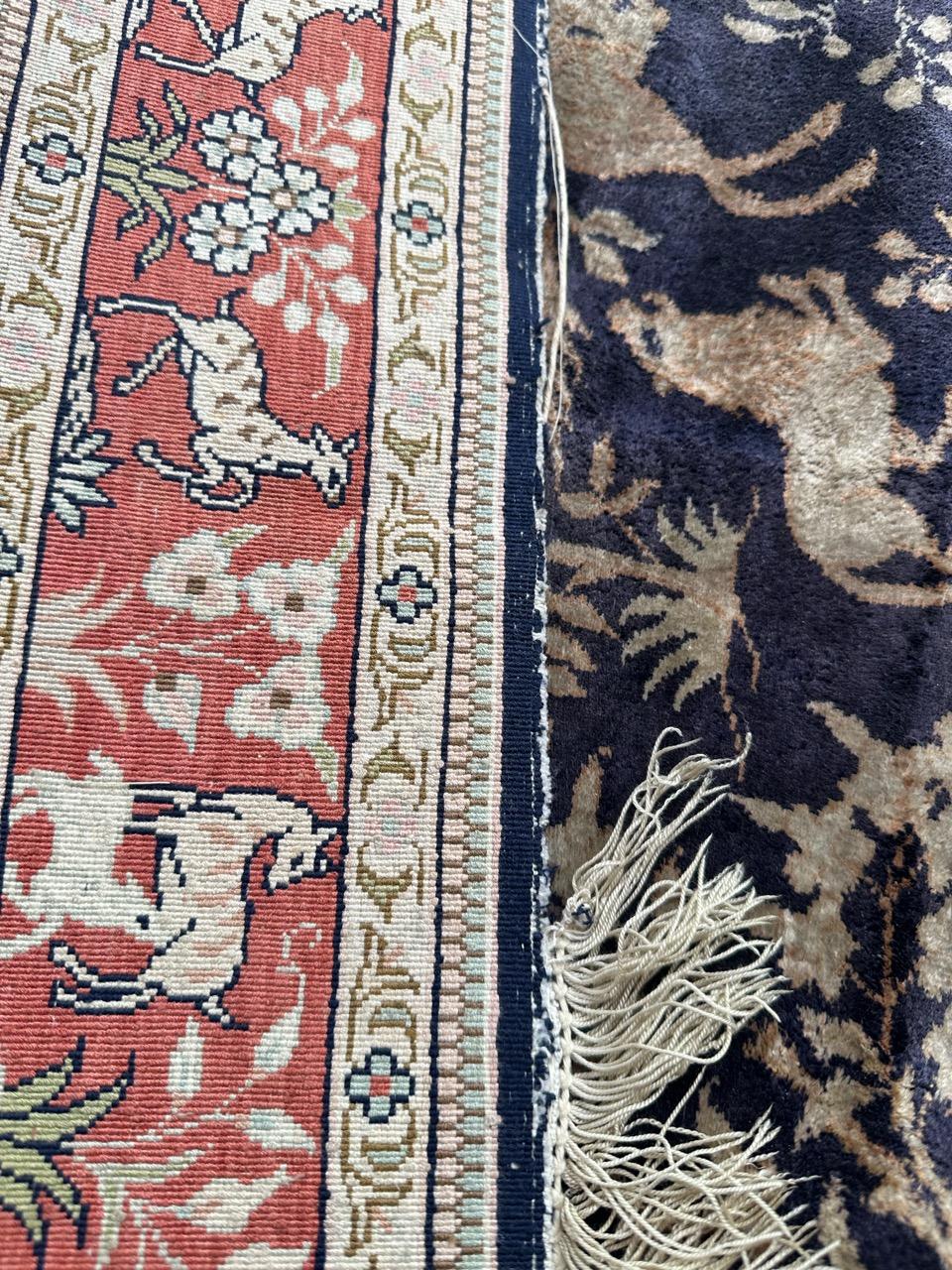 Bobyrug’s vintage Chinese Persian design fine silk rug  For Sale 9