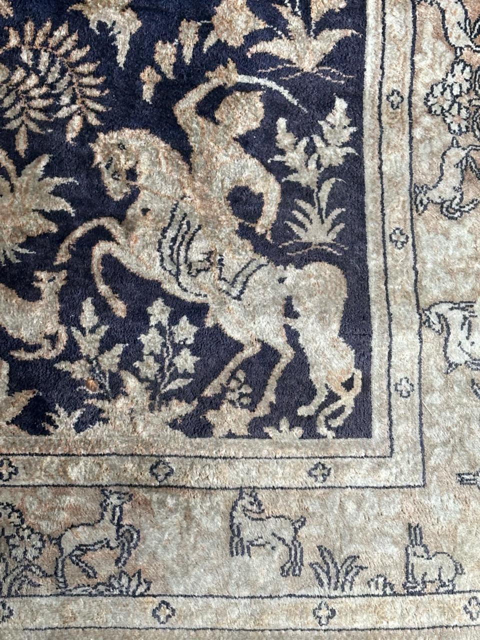 Cotton Bobyrug’s vintage Chinese Persian design fine silk rug  For Sale