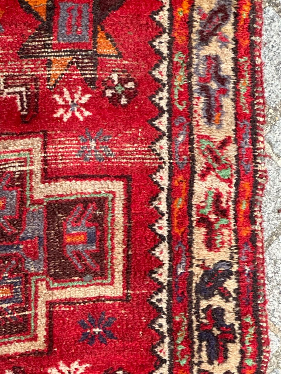 Bobyrug’s vintage distressed rustic Hamadan rug  For Sale 6