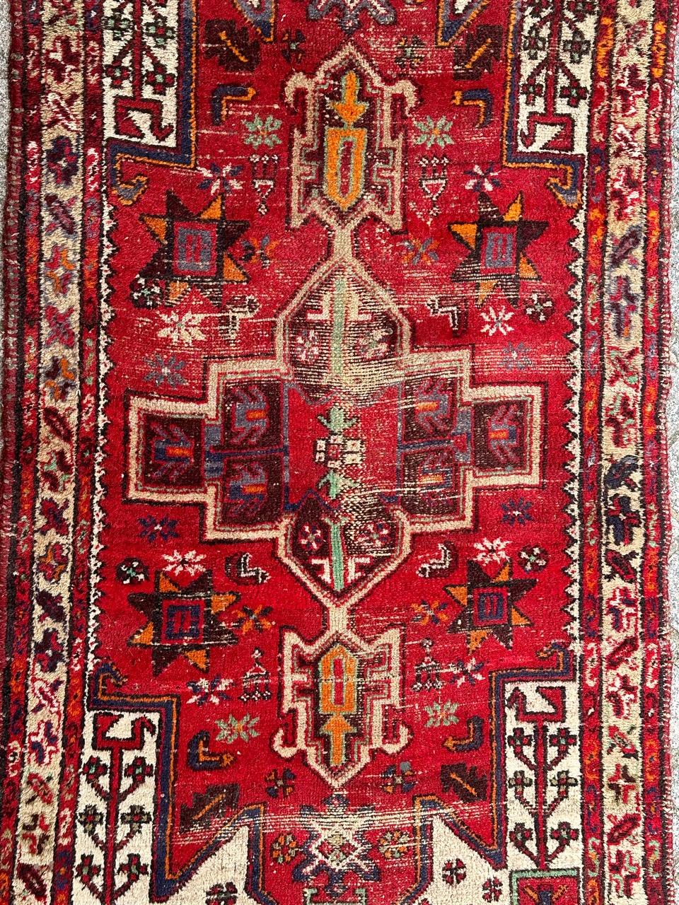 Bobyrug’s vintage distressed rustic Hamadan rug  For Sale 8