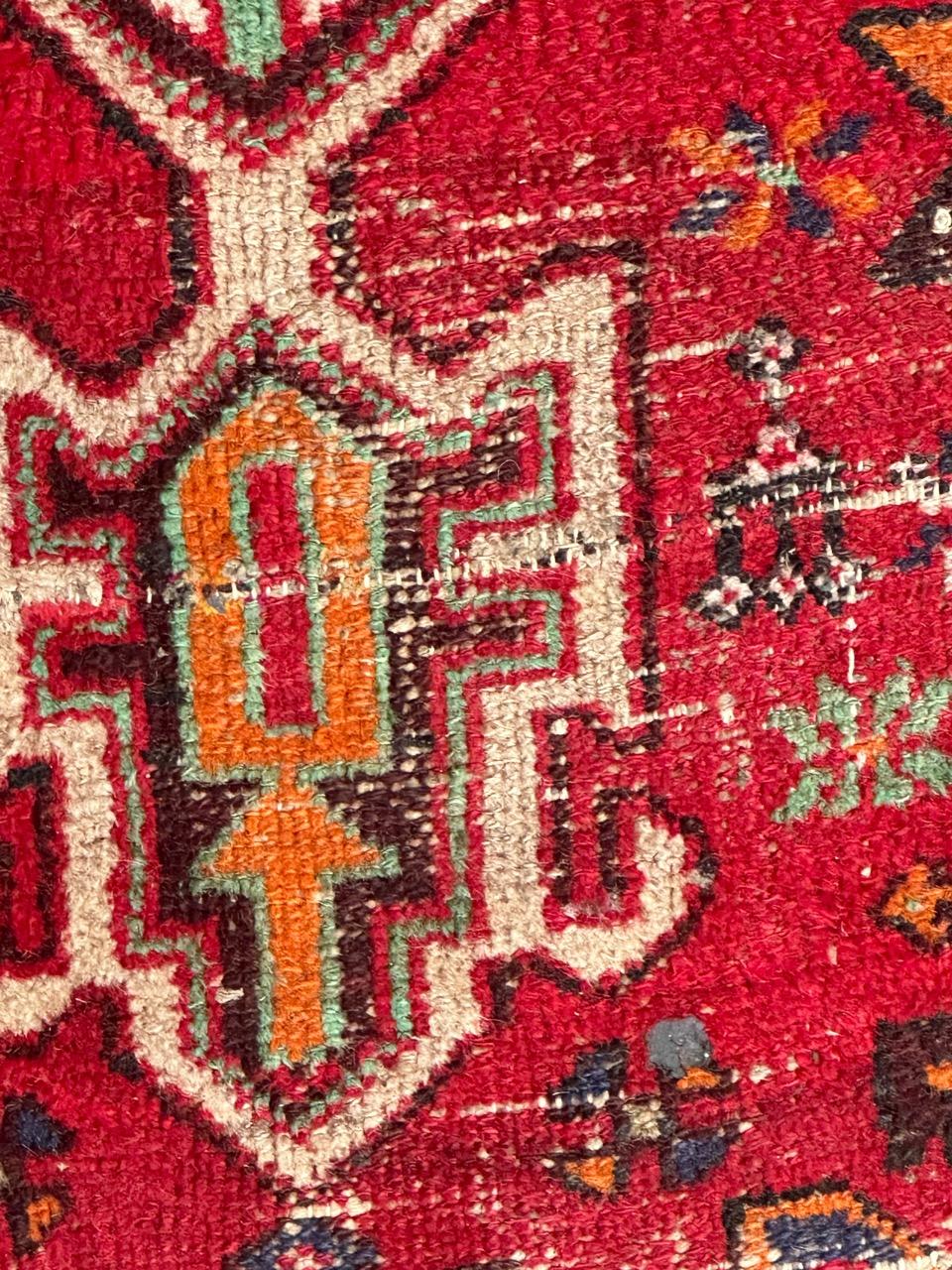 Wool Bobyrug’s vintage distressed rustic Hamadan rug  For Sale