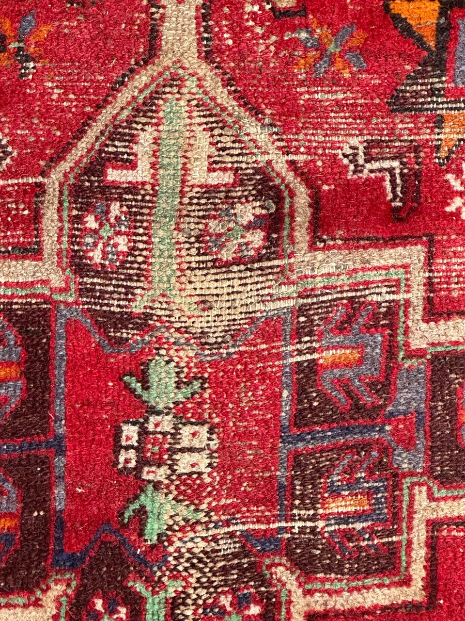 Bobyrug’s vintage distressed rustic Hamadan rug  For Sale 1