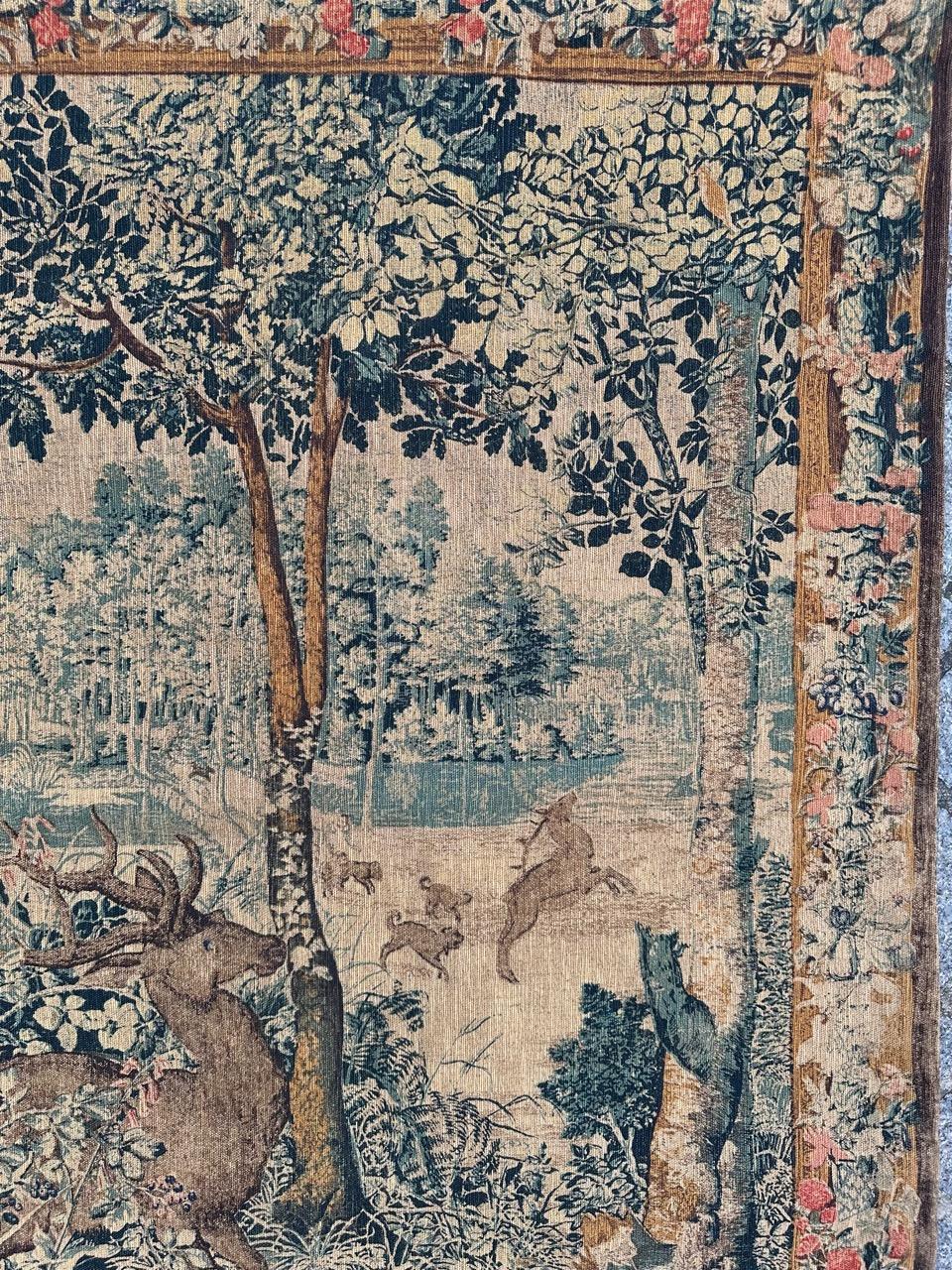 Bobyrug's Vintage Französisch Hand gedruckt Aubusson Stil Wandteppich im Angebot 8