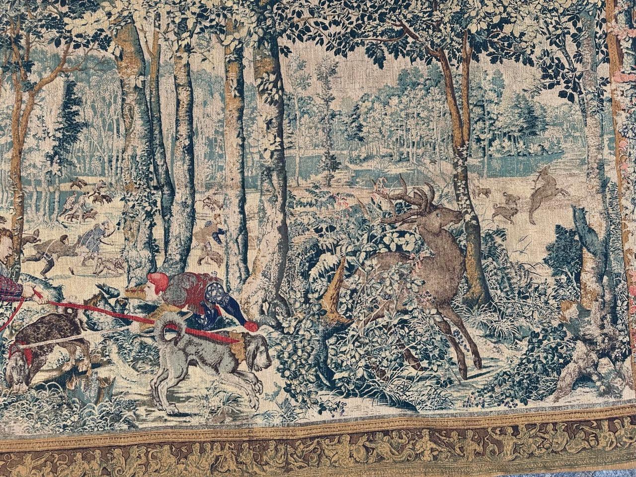 Français Bobyrug's Vintage French hand printed Aubusson Style Tapestry en vente