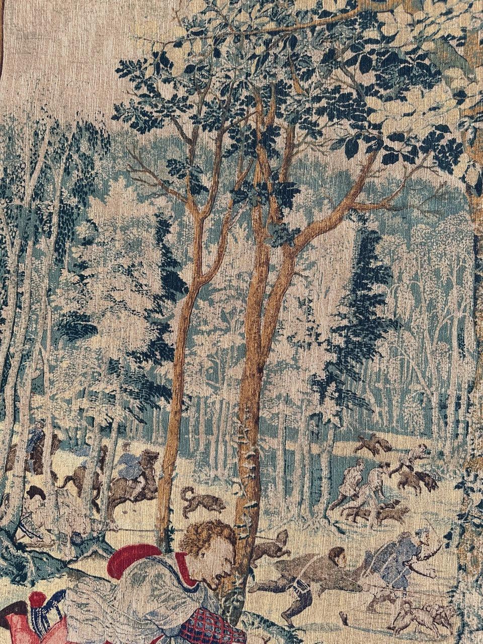 Bobyrug's Vintage Französisch Hand gedruckt Aubusson Stil Wandteppich im Angebot 3