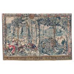 Bobyrug's Vintage French hand printed Aubusson Style Tapestry