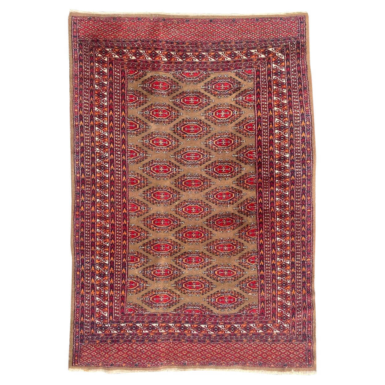 Tappeto Vintage Pakistano Turkmen Design di Bobyrug