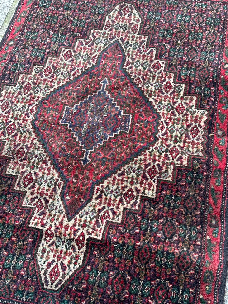 Bobyrug’s vintage small seneh Kurdish rug For Sale 4