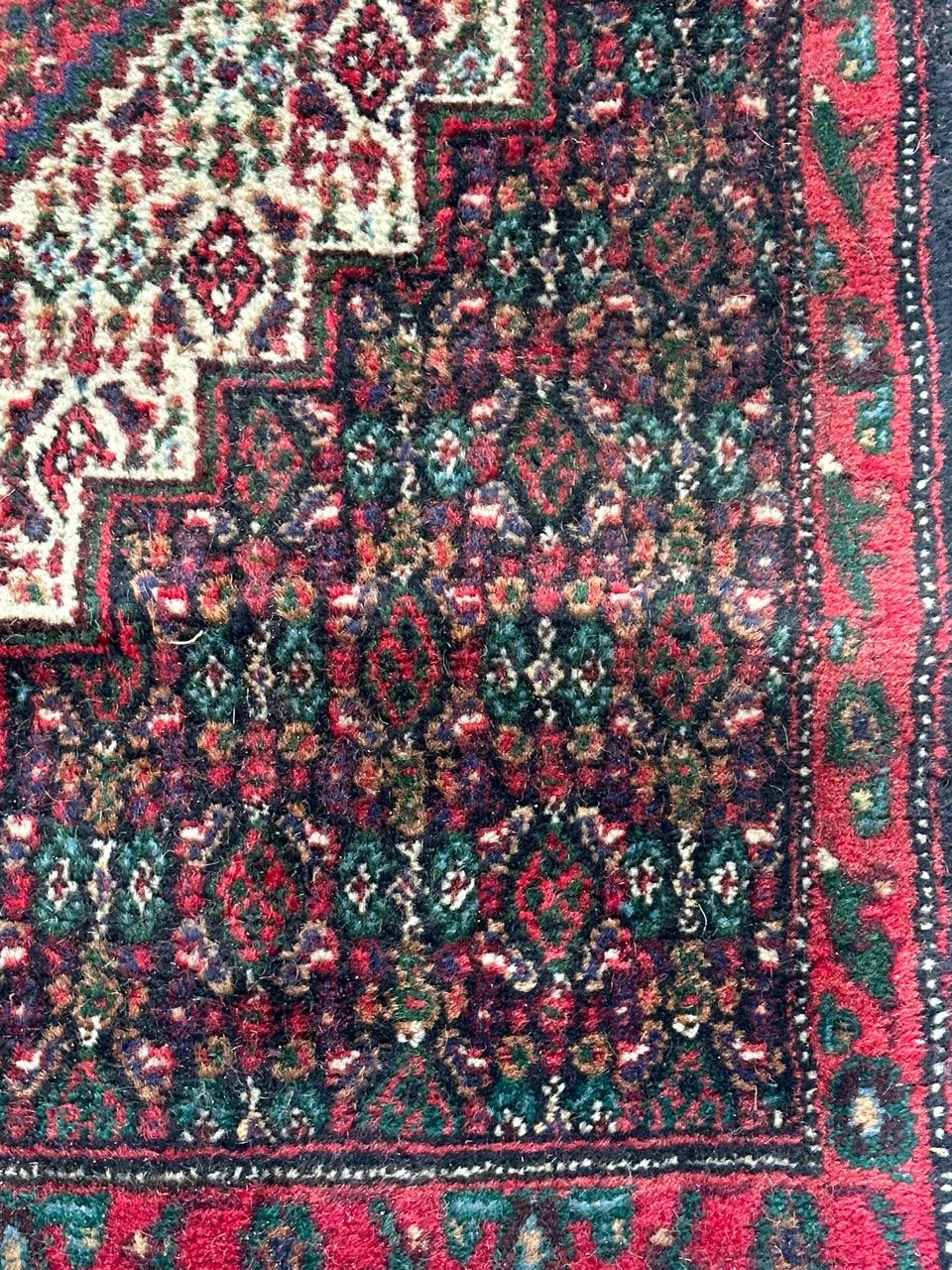 Late 20th Century Bobyrug’s vintage small seneh Kurdish rug For Sale