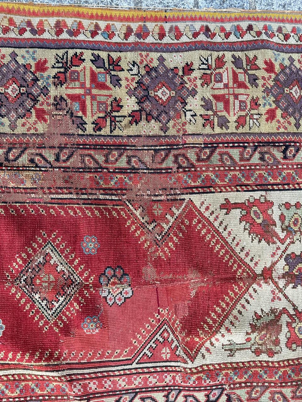 Bobyrug’s wonderful antique collectible Turkish rug  For Sale 3
