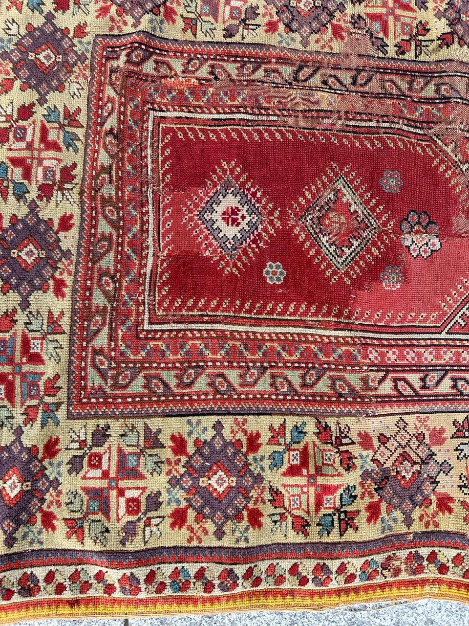 Bobyrug’s wonderful antique collectible Turkish rug  For Sale 4
