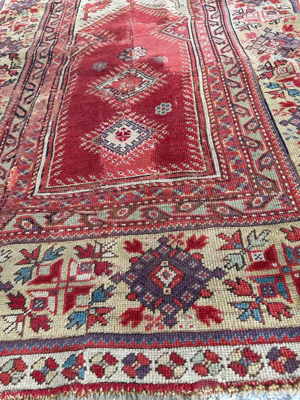 Bobyrug’s wonderful antique collectible Turkish rug  For Sale 6