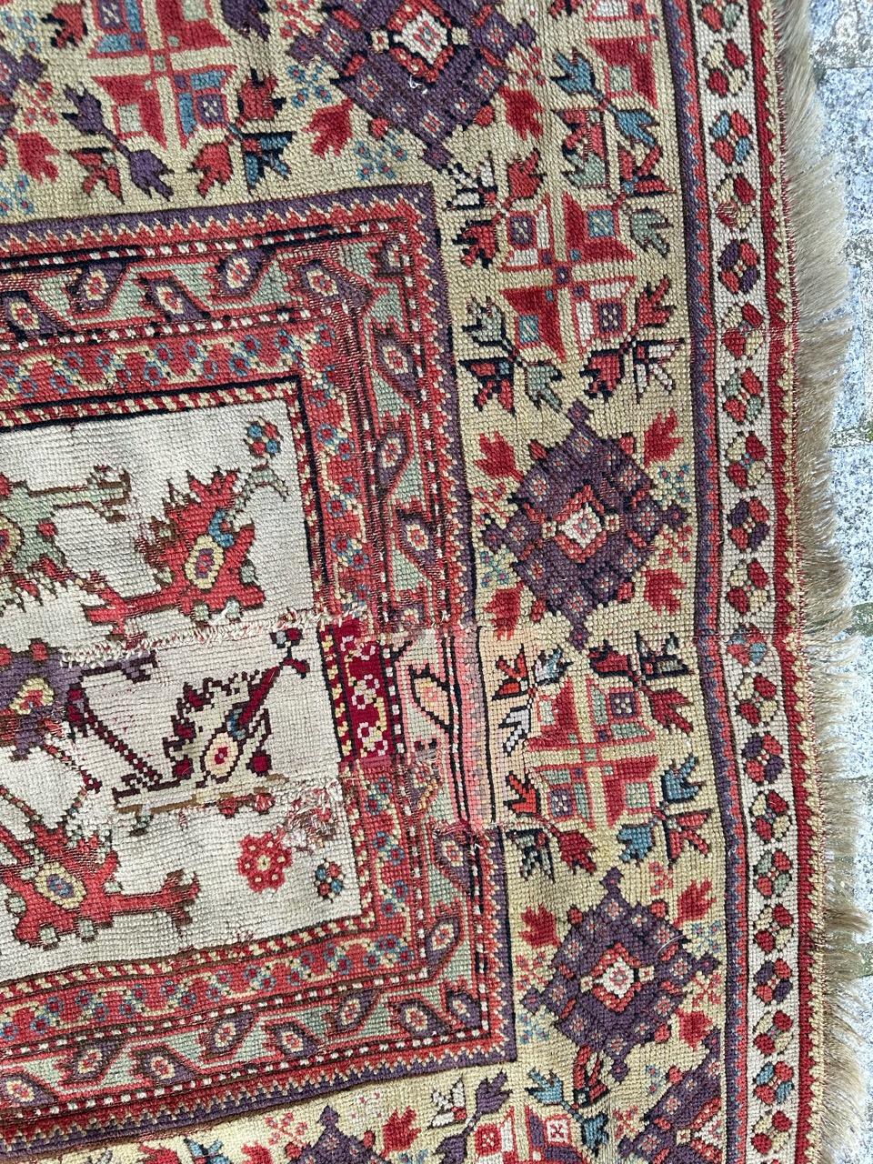 Bobyrug’s wonderful antique collectible Turkish rug  For Sale 10