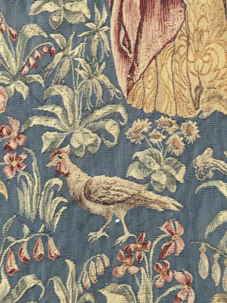 Bobyrug's Wonderful antique Französisch Aubusson Tapestry Museum mittelalterlichen Design (Wolle) im Angebot