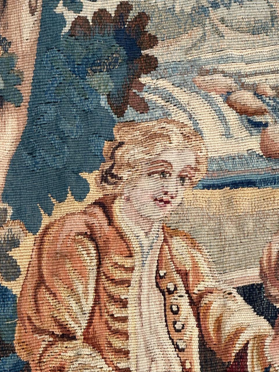 Bobyrug's Wonderful Fine Antique Französisch Aubusson Wandteppich im Angebot 5