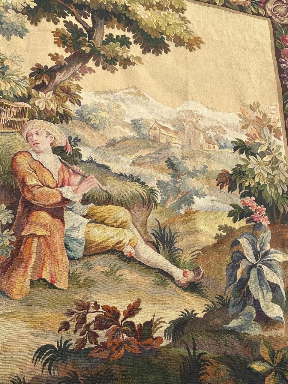 Hand-Woven Bobyrug’s Wonderful Fine Antique French Aubusson Tapestry
