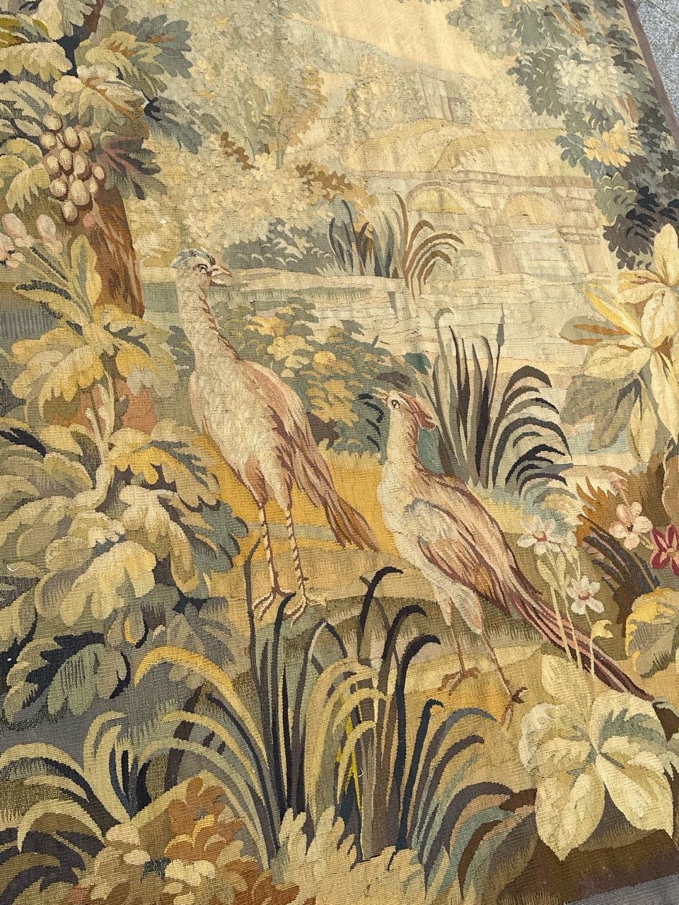 Hand-Woven Bobyrug’s Wonderful Fine Antique French Aubusson Tapestry