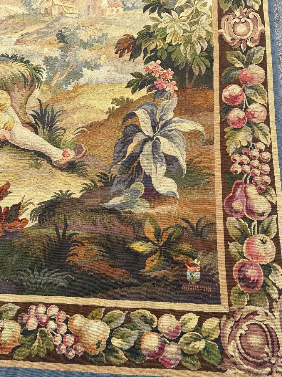 Bobyrug’s Wonderful Fine Antique French Aubusson Tapestry In Good Condition In Saint Ouen, FR