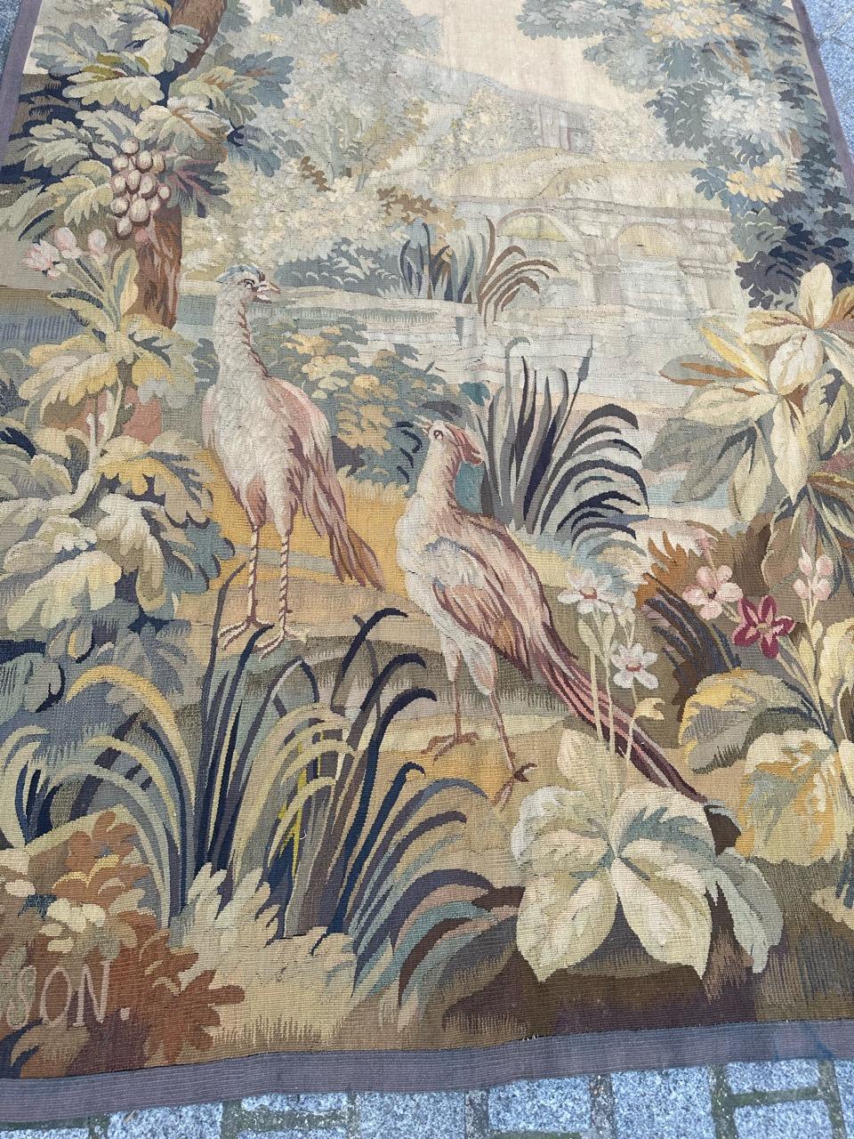 Bobyrug’s Wonderful Fine Antique French Aubusson Tapestry In Good Condition In Saint Ouen, FR