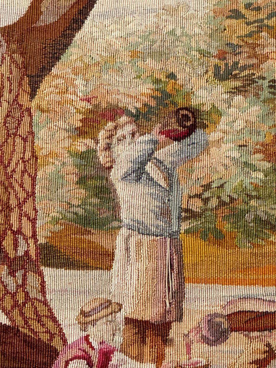 Bobyrug's Wonderful Fine Antique Französisch Aubusson Wandteppich im Zustand „Gut“ im Angebot in Saint Ouen, FR
