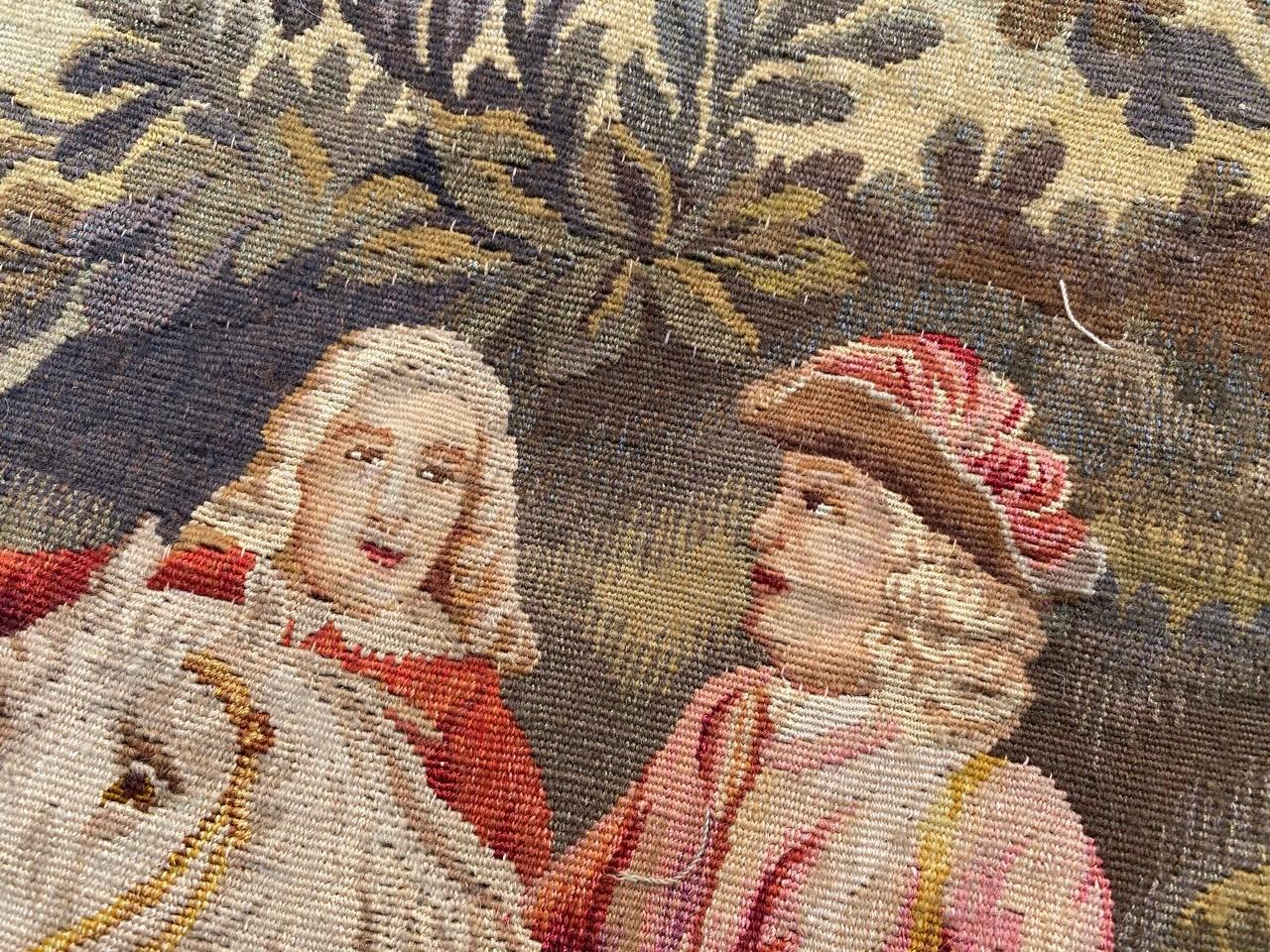 Wool Bobyrug’s Wonderful Fine Antique French Aubusson Tapestry For Sale