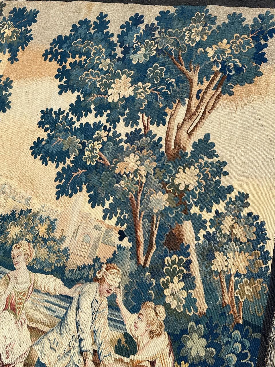 Bobyrug's Wonderful Fine Antique Französisch Aubusson Wandteppich (Wolle) im Angebot