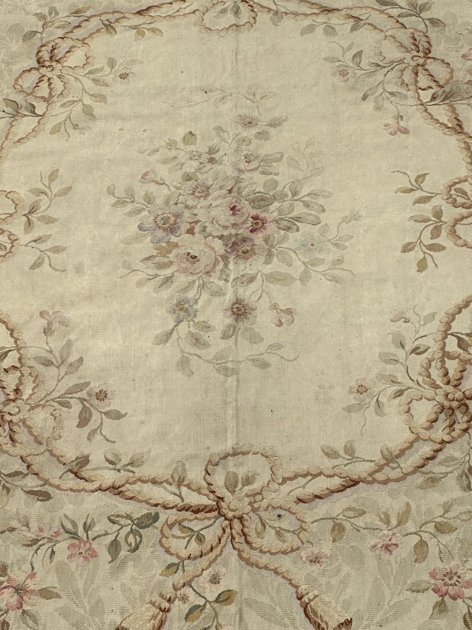 Hand-Woven Wonderful large antique French Aubusson rug For Sale