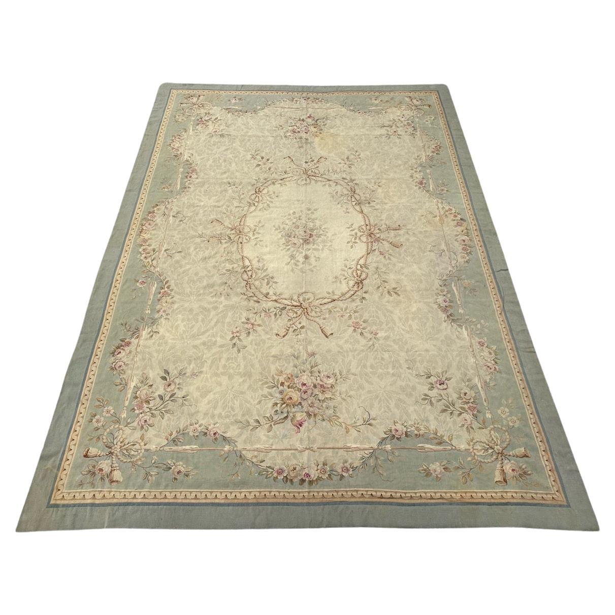 Wonderful large antique French Aubusson rug For Sale
