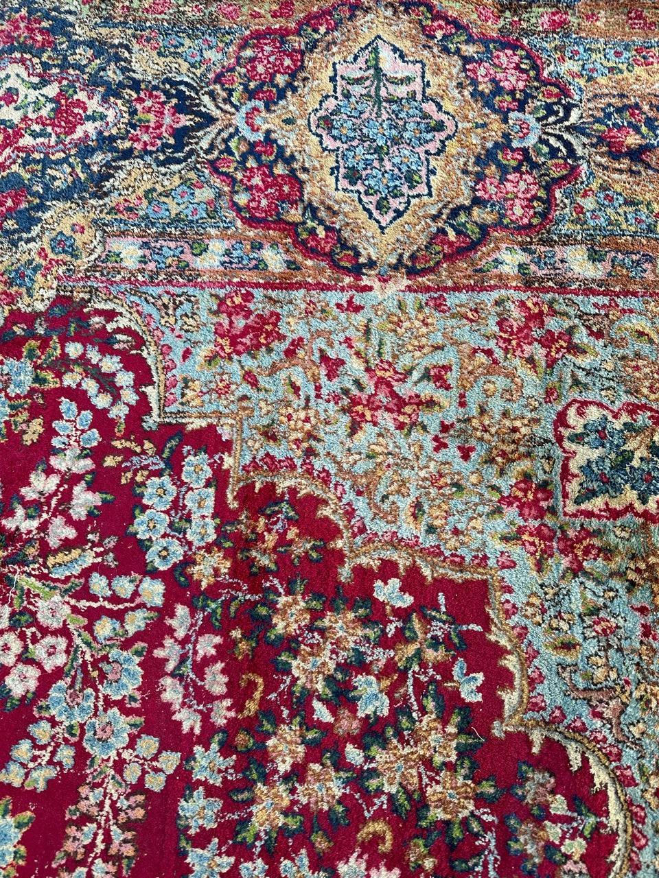 Hand-Knotted Bobyrug’s wonderful large floral design fine Kirman style rug  For Sale
